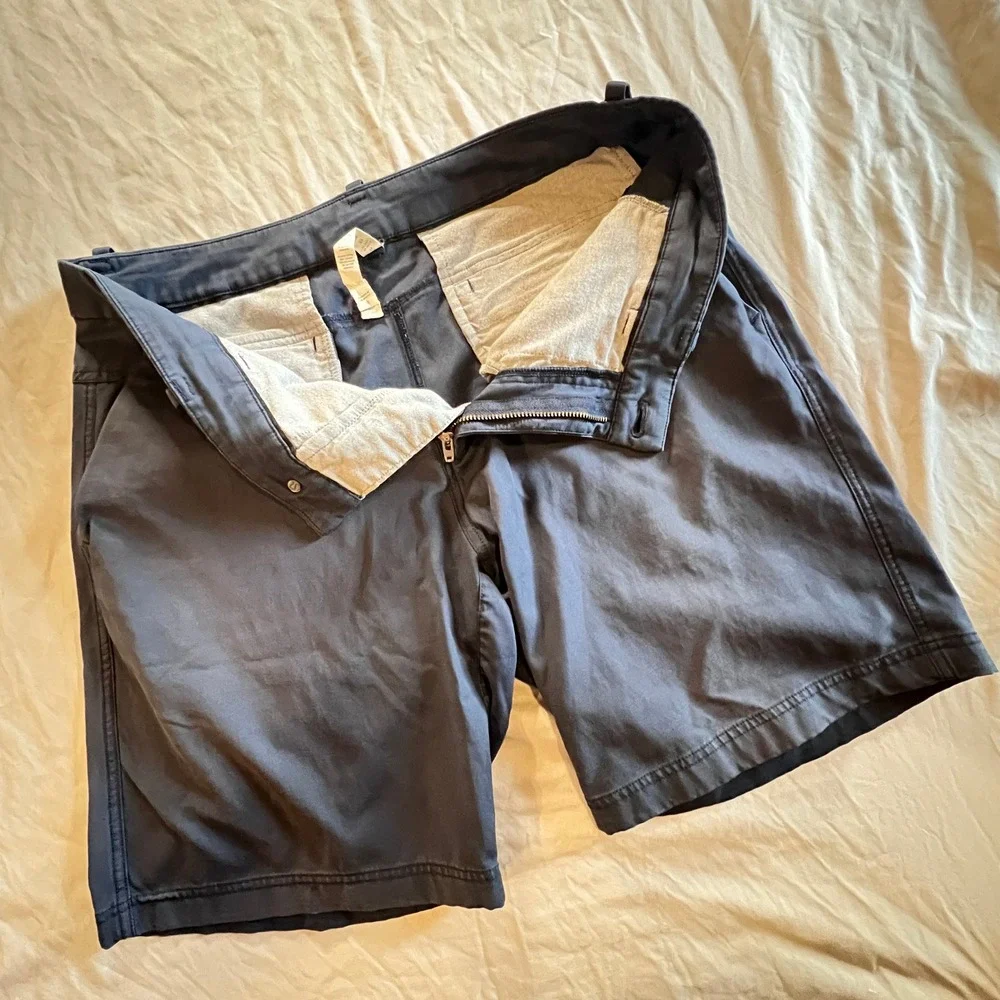 Lululemon Mens Shorts Size 34 Navy Casual Chino‎ Style Zip Fly